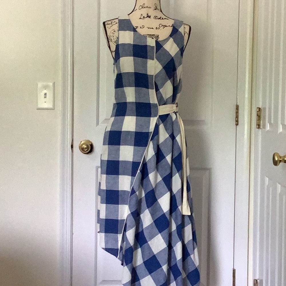 NWT Anthropologie blue/cream sleeveless dress
